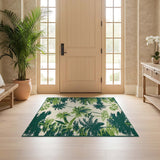 ODIKA Tropical Green Palm Tree Washable Area Rug - Low Pile Vintage Botanical