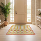 ODIKA Washable Tropical Pineapple Print Area Rug - Low Pile & Non-Slip