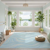 Blue Wave Washable Area Rug