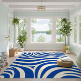 Blue Swirl Abstract Blue and Teal Area Rug