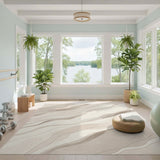 Beige Flowing Lines Abstract Area Rug