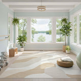 Beige Neutral Wavy Abstract Area Rug