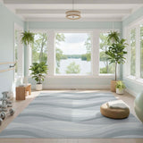 Grey Flowing Waves Geometric Rug