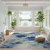 Blue Teal Abstract Watercolor Area Rug