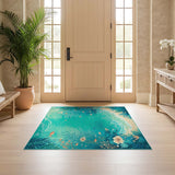 ODIKA Under the Sea Tropical Fish Washable Rug - Non-Slip Low Pile Area Rug