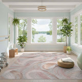 Abstract Area Pink Blush Pink Swirl Abstract Area Rug