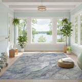 Blue Teal Marble Vein Area Rug