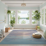 Coastal Sunset Blue Teal Area Rug