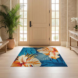ODIKA Washable Tropical Monstera Leaf Rug - Non-Slip Low Pile Area Rug