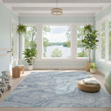 Blue and Teal Blue Teal Marble Swirl Area Rug