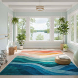 Coastal Wave Sunset Area Rug