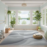 Grey Flowing Waves Area Rug