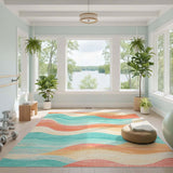 Wavy Abstract Multi-Color Area Rug