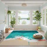 Teal Ocean Wave Splash Area Rug