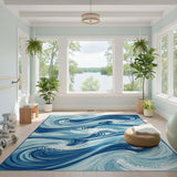Blue Wave Swirl Coastal Area Rug