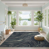 Blue Teal Abstract Swirl Area Rug