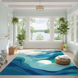 Blue and Teal Wave Blue Wave Abstract Area Rug