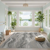 Grey Abstract Seaweed Area Rug