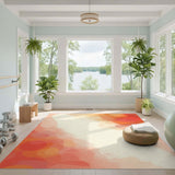 Warm Orange Abstract Area Rug