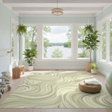 Green Swirl Wave Area Rug