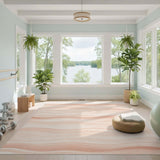 Blush Pink Wavy Abstract Pink Area Rug