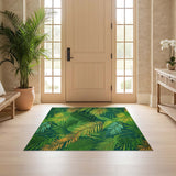ODIKA Tropical Green Palm Leaf Washable Area Rug - Low Pile Non-Slip Botanical Jungle Rug for Living Room & Bedroom
