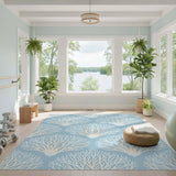 Blue Coral Branch Coastal Area Rug
