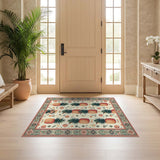 ODIKA Tropical Pineapple Washable Area Rug, Low Pile Non-Slip Boho Rug