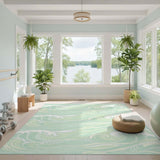 Blue and Teal Wave Coastal Area Rug