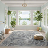 Grey Swirl Spiral Abstract Area Rug