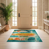 ODIKA Retro Surfboard Abstract Washable Area Rug - Low Pile Coastal Decor