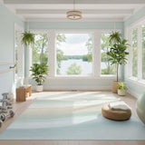 Soft Wave Blue Teal Washable Area Rug