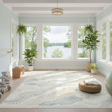 Beige and Neutral Wavy Abstract Neutral Area Rug