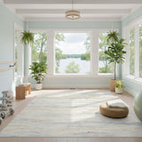 Wavy Abstract Beige Abstract Area Rug