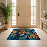 ODIKA Washable Tropical Tiger Jungle Area Rug - Non-Slip Low Pile Decor