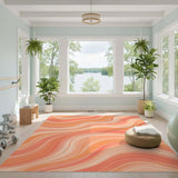 Flowing Orange Wave Abstract Area Rug