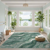 Abstract Area Green Marble Swirl Abstract Area Rug
