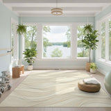 Beige Wavy Lines Area Rug