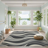 Grey Wavy Grey Wavy Abstract Area Rug