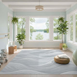 Grey Flowing Waves Abstract Area Rug