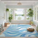 Blue Swirl Wave Area Rug