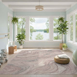 Abstract Area Pink Marble Swirl Area Rug