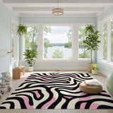Abstract Area Multi-color and Patterns Abstract Pink Wave Area Rug