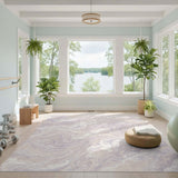 Beige Lavender Marble Swirl Area Rug