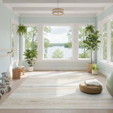 Beige Coastal Wave Washable Area Rug