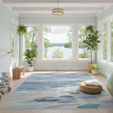 Coastal Ocean Waves Blue Area Rug