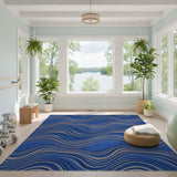 Blue Flowing Waves Area Rug