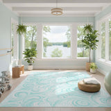 Blue and Teal Seashell Swirl Coastal Area Rug