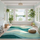 Teal Wave Abstract No. 11 Area Rug
