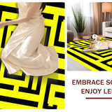 Ultra Soft Area Rug, Non Slip, Stain Resistant, Washable Area Rugs for Living Room, Bedroom, Dynamic Black and White Geometric Illusion(Yellow)